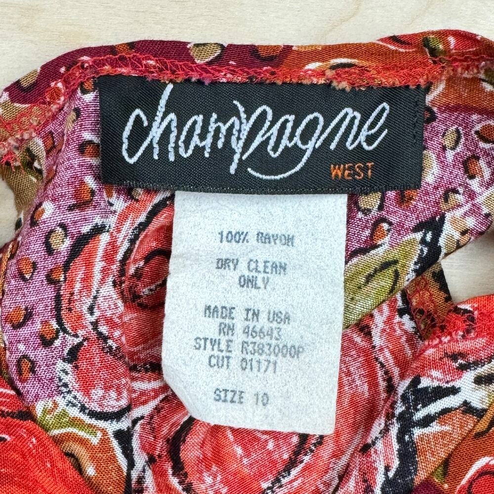 Vintage 1980s Sleeveless Floral and Patchwork Print Belted Midi Dress - Picture 6 of 7